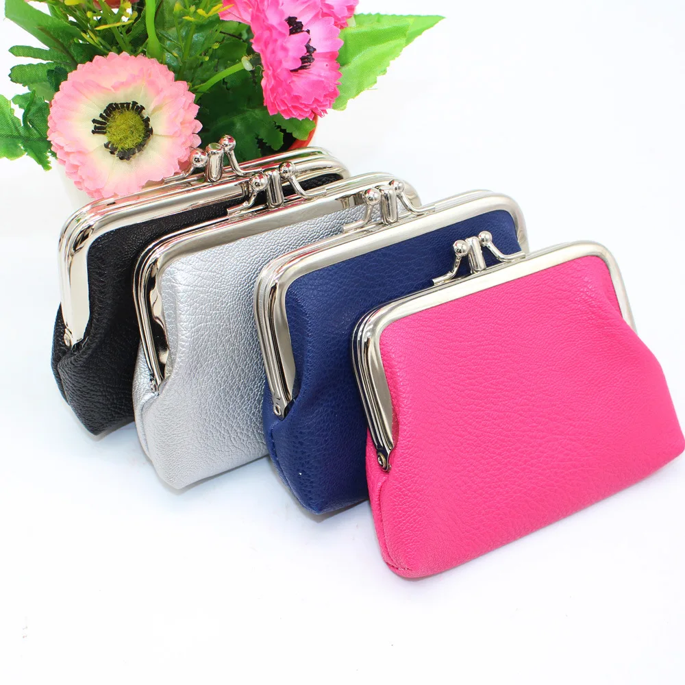Coin Purse Women Double Layer Card Holder Girls Simple PU Buckle Wallet Lipstick Portable Money Purse Pocket Bag Coin Wallet Women Wallet Card Wallet