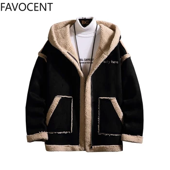 

2019 Men's Jackets Hooded Fleece Warm Coat Casual Fashion Winter Male Thick Jacket Loose Windbreaker Coat Streetwear Plus Size