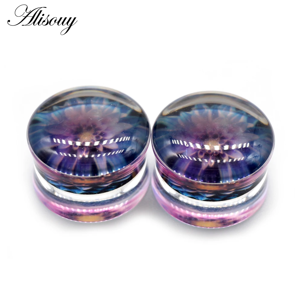 Alisouy 2 Stück Wolf Fisch Blume Feder Transparent Acryl Ohrstöpsel Expander Tunnel Streamer Ohrring Piercing Körperschmuck – Detail 12