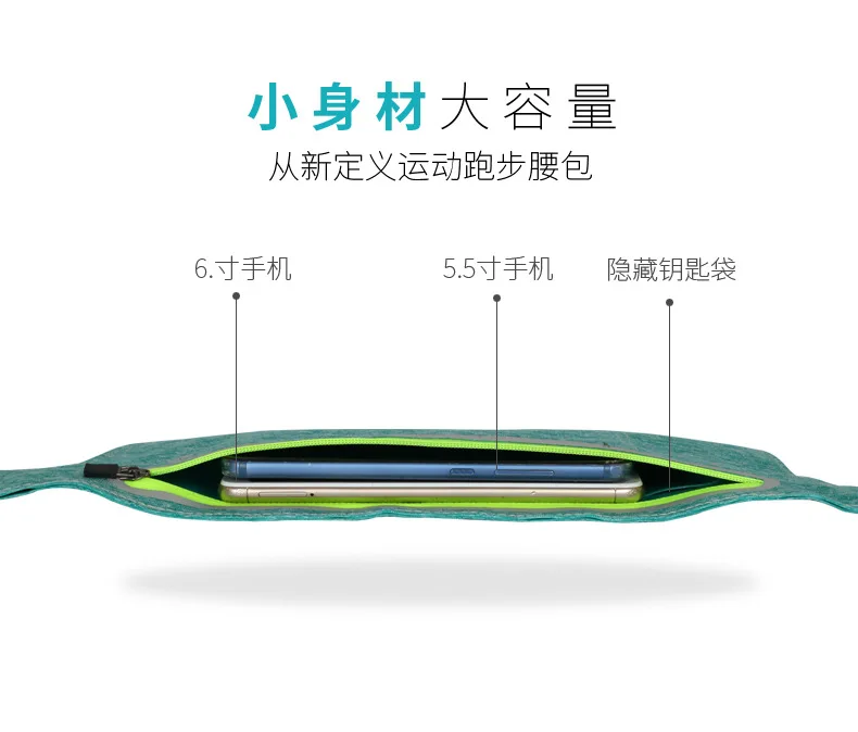 Открытый Фитнес Спорт тело обнимает тонкие карманы Chinlon лайкра Водонепроницаемый Автоматический замок светоотражающий молния бег маленький кошелек