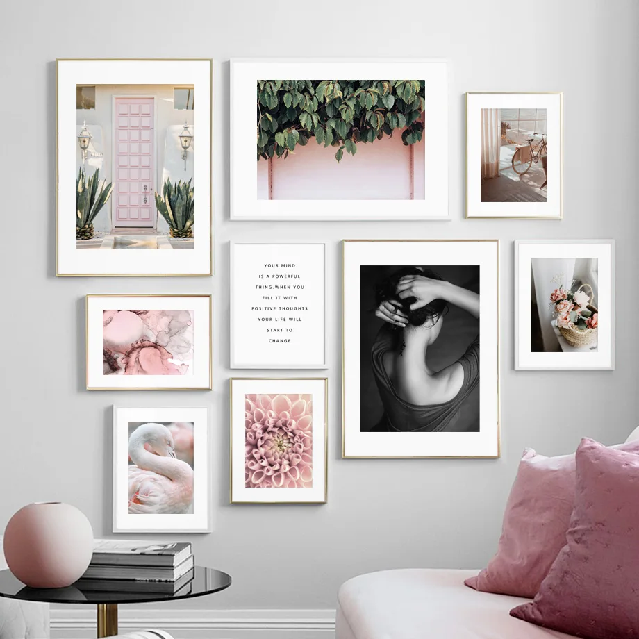 Картины на холсте для девочек Розовый Лебедь цветок пион листья цитаты