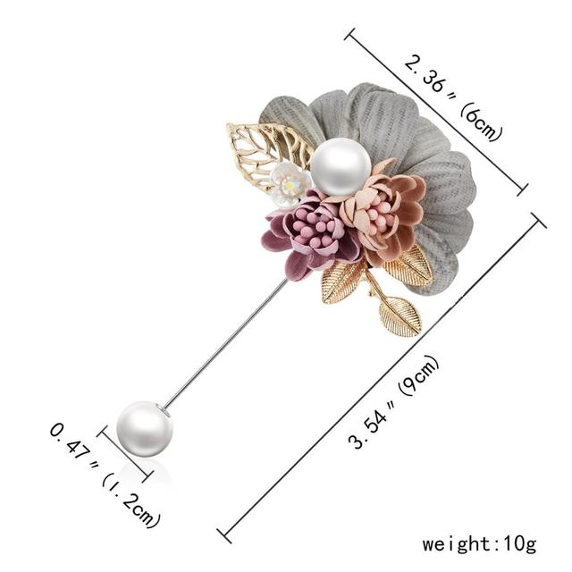 Cloth Art Pearl Fabric Flower Brooch Pin Rose Flower Bowknot Leaf Crystal Bead Cardigan Shirt Shawl Pin Coat Badge Jewelr