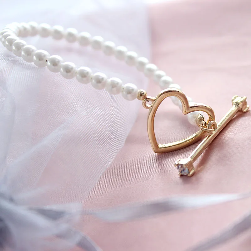SANSUMMER, модный простой женский темпераментный жемчужный браслет в форме сердца, независимая упаковка, подходит для путешествий в честь 6427