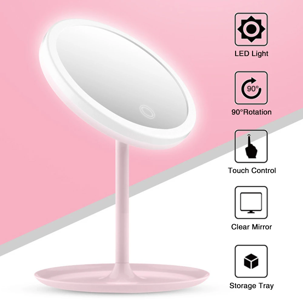 Natural White Led Makeup Backlit Mirror With Light Vanity Foldable Touch Screen Mirror Storage Portable Travel Cosmetic Tool Makeup Mirrors Aliexpress