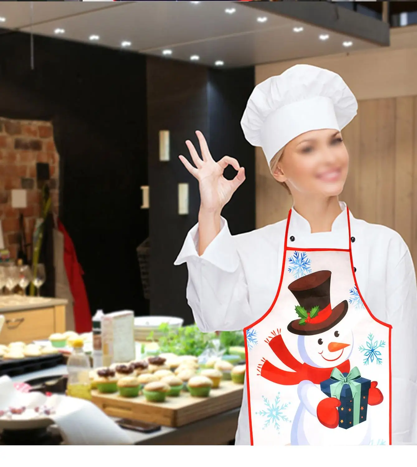 1 шт., Рождественский индивидуальный фартук для бара, ресторана, официанта, Рождественское украшение, фартук, Delantal, аксессуары для кухни, Рождество, QA 266