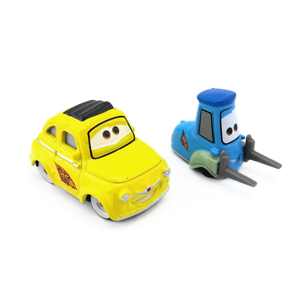 2pcs set Disney Pixar Cars Race Team Luigi Guido 1 55 Diecast Metal Alloy Toy Car 5