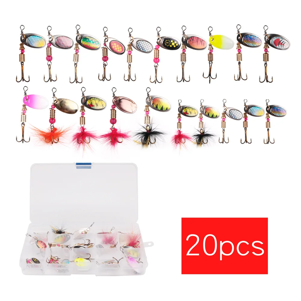 20 Installed/30-Lure вращающиеся металлические блестки с перо-приманка ручной сгибания PCs 2-4G