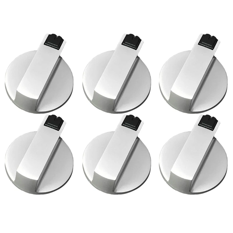 Stoves Cooker Knobs Oven Knob 6pcs Zinc alloy 6mm Universal Silver Gas Stove Control Adaptors Rotary Switch Cooking S | - Цена: 453,97 руб.