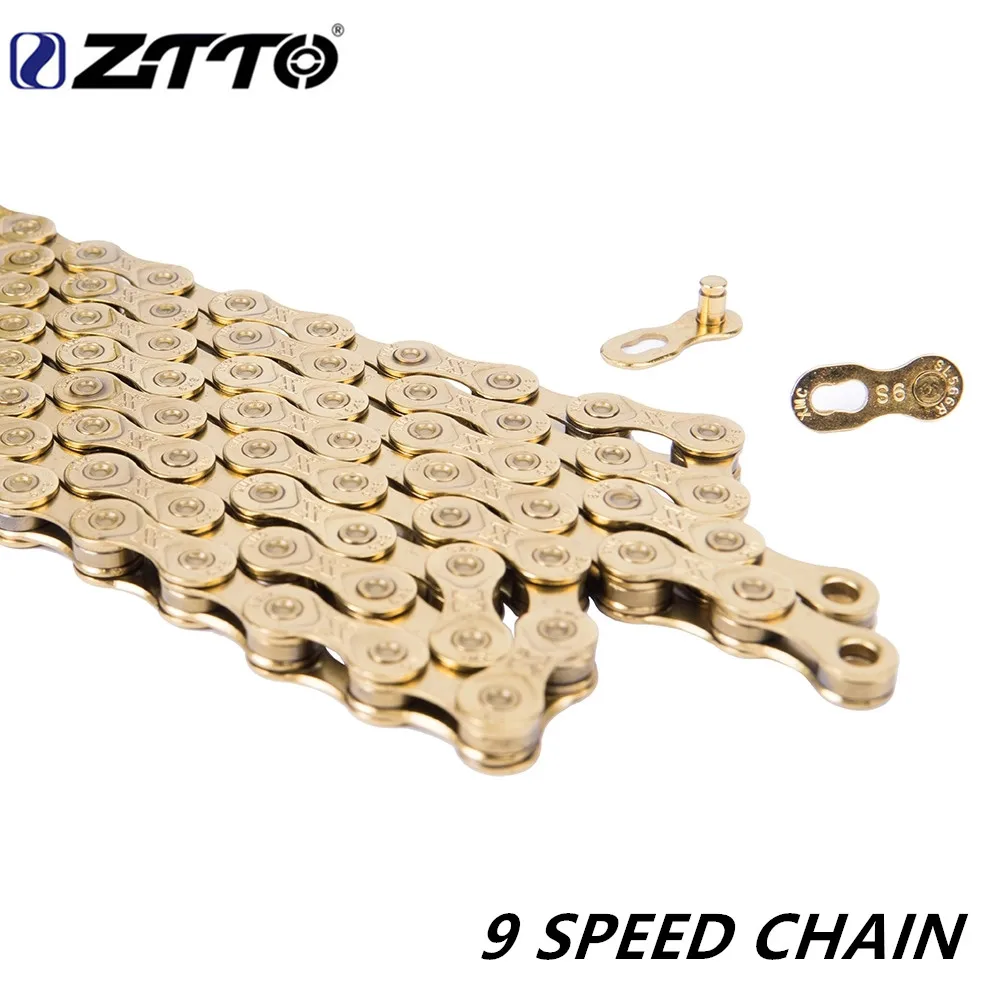 ZTTO 9-скоростная цепь для горного велосипеда RoadMTB титановое нитридное покрытие