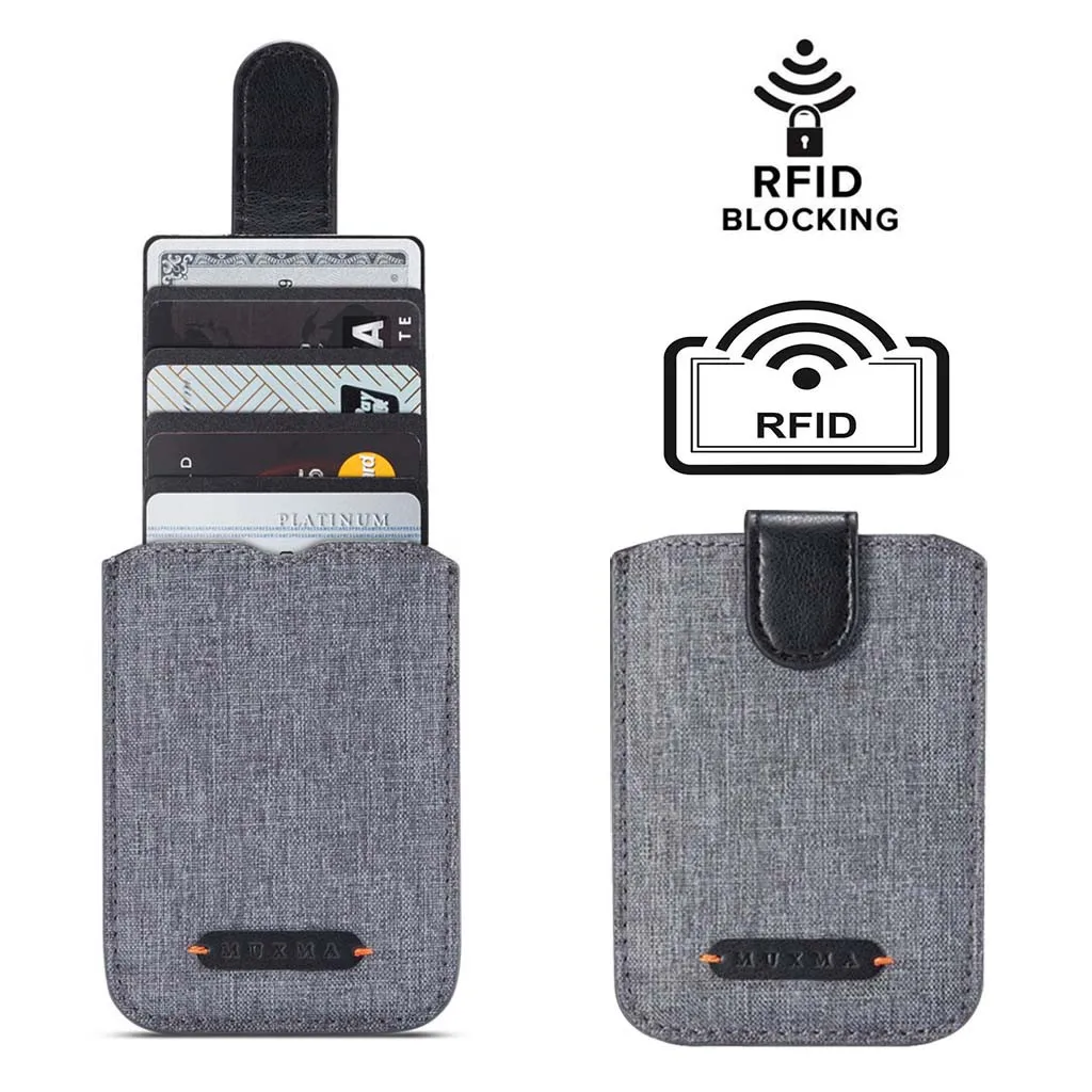 Держатель для карт для задней панели телефона RFID Блокировка 5 Pull Кредитная карта сотовый телефон кошелек Сверхтонкий профиль
