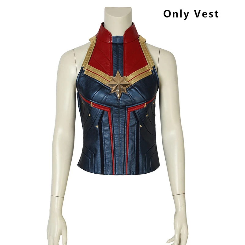 Only vest Марвел Капитан косплей Ms. Marvel Carol костюм кары Дэнверс фильм только комбинезон жилет обувь Обложка Comics Heroine Хэллоуин для женщин - Цвет: Only vest