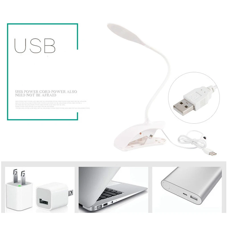  USB Led Desk Lamp With Clip Flexible Table Lamp Eye Protection 14Leds For Bedside Book Reading Stud - 4000132075363