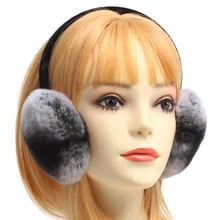 New Arrival Winter Women Warm Natural Rex Rabbit Fur Earmuff Lady Fashion Fluffy Pompoms Genuine Rex Rabbit Fur Earlap