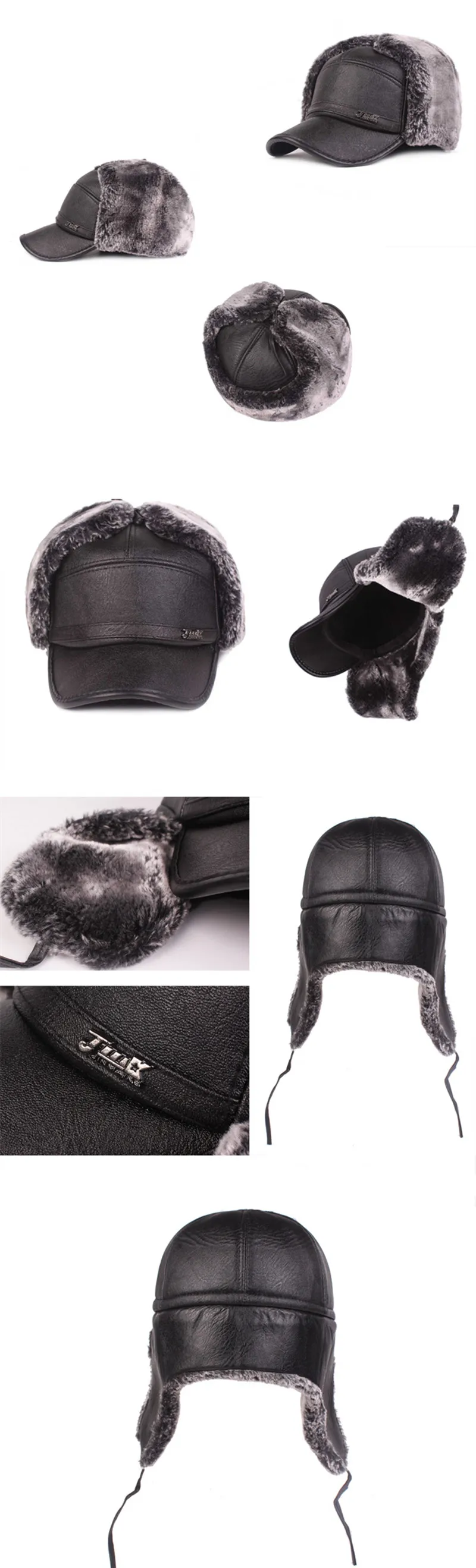 SILOQIN Dad's Hats Winter New PU Men's Hat Thick Warm Baseball Caps Middle-aged Leather Caps Plus Velvet Earmuffs Brands Hats
