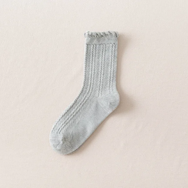 ruffle frilly socks woman kawaii calcetines de la mujer cute women meias mulher skarpetki meia calcetas white japanese sock Light gray