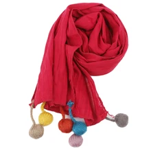 Модный теплый хлопковый шарф с 6 маленькими шариками для мальчиков и девочек; сезон осень-зима; Детские шарфы; modis; кашемировый хиджаб; шарф