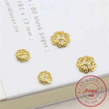

Real 925 Sterling Silver Gold Plated 6/8mm Spacer Bead Caps for DIY Fine Jewelry Making Findings&Components