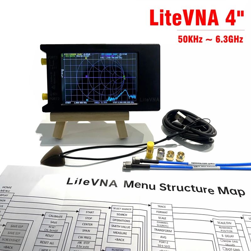 New LiteVNA-64 50KHz ~ 6.3GHz LiteVNA 3.95&quot Touch Screen Vector Network Analyzer HF VHF UHF Antenna Update of NanoVNA |