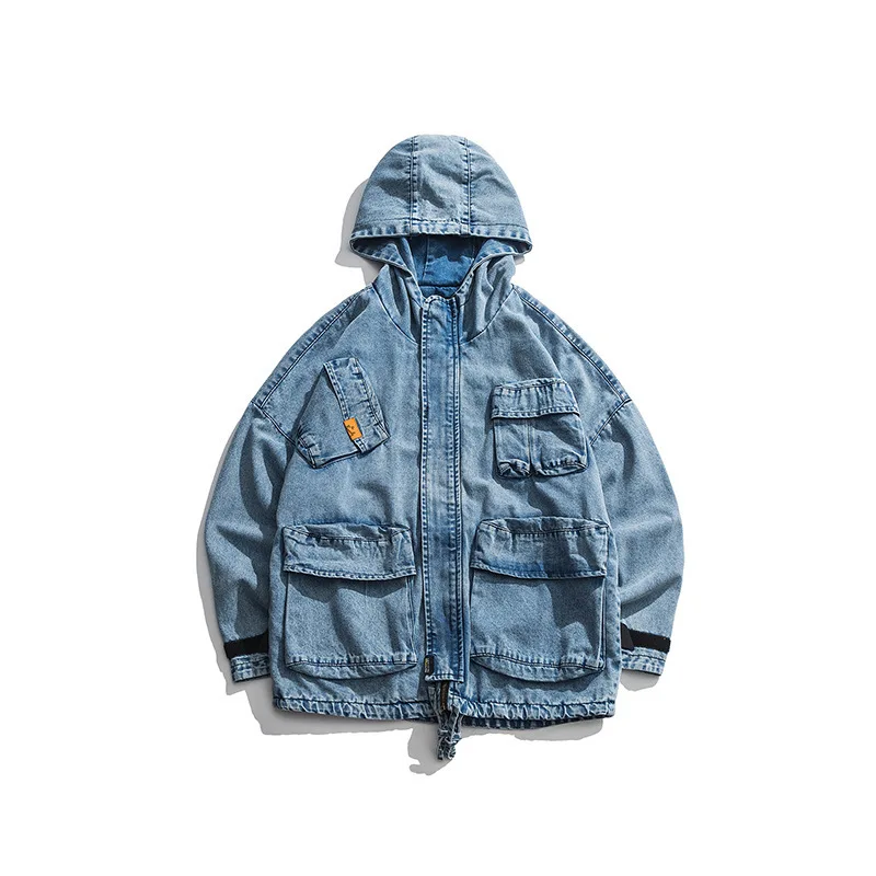 

2019 New Style Japanese-style Retro Washing Jacket Men's Autumn And Winter Multi-pockets Loose-Fit Workwear Hooded Jacket MEN'S