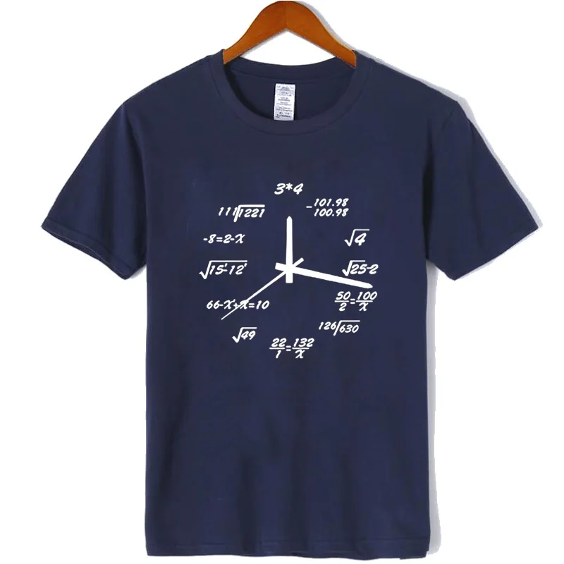 Мужская футболка из хлопка с принтом математических формул, забавная Мужская футболка, повседневная мужская футболка с коротким рукавом и круглым вырезом, крутая Мужская футболка - Цвет: Navy