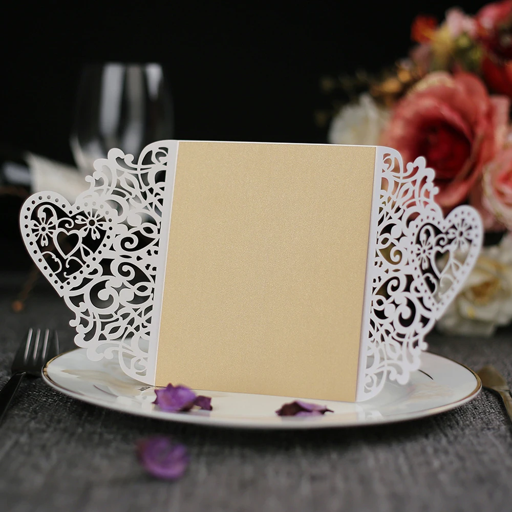  50pcs Hollow Out Laser Cut Wedding Invitation Greeting Card Personalized Wedding Party Supplies 3 C - 4.00031E+12