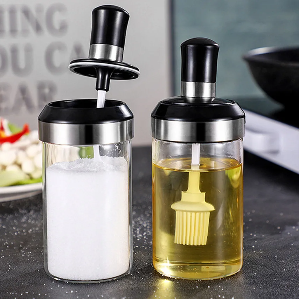 Premium quality 250ml Glass Seasoning Container Oil/Honey Dispenser Bottle Salt Pigs Cellars& Servers kitchen durable