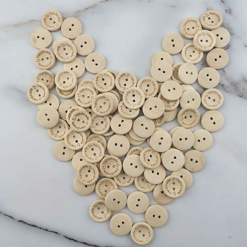 (100 pcs/pack) 2 Holes 20mm Size Wood Buttons For Craft Round Clothing Sewing Accessories Scrapbook DIY Home Decoration handmade