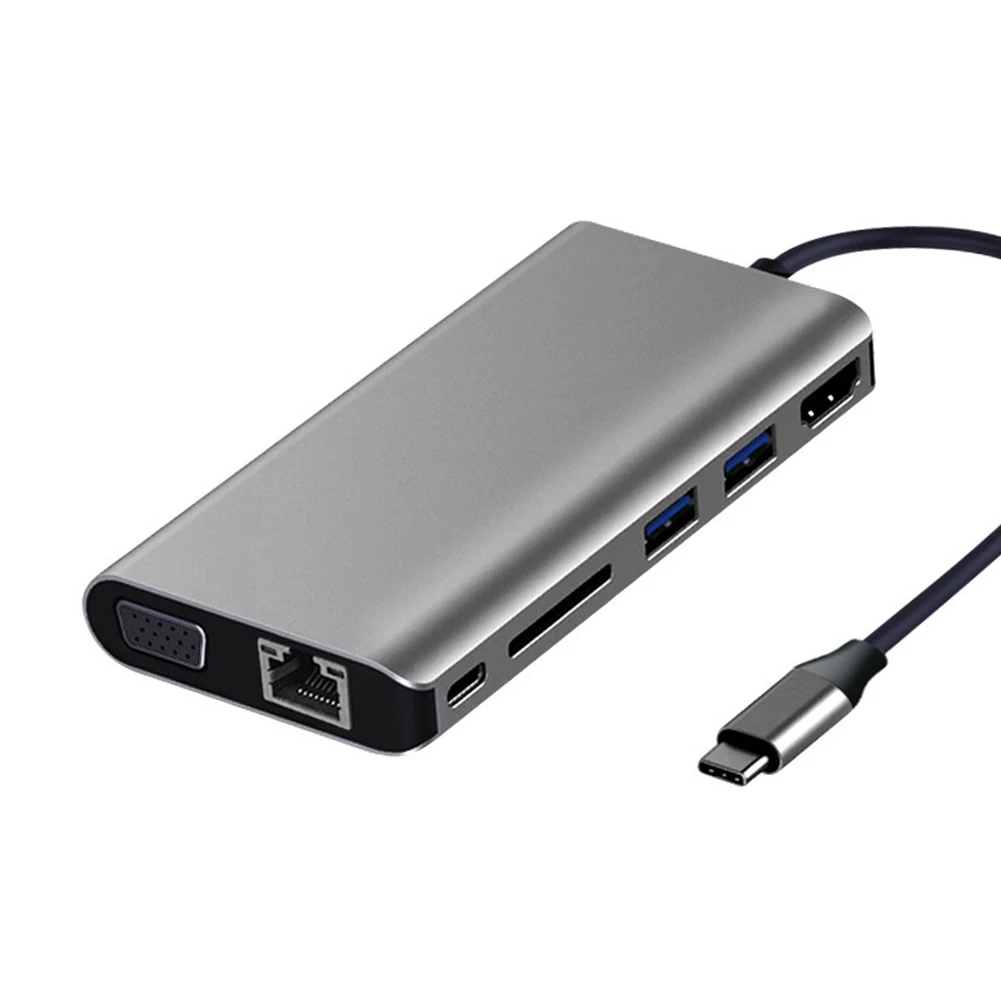 

8 In 1 Stable Converter Multifunctional Wear Resistant USB C Hub Type-c Radiating High Speed Charging Aluminum Alloy Portable