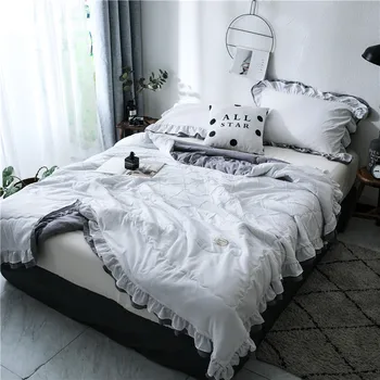 

Lotus lace Sanding summer cool quilt cover blanket single double Solid color air-conditioning summer quilt duvet cover king size