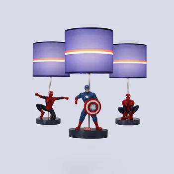 

Cartoon Bedroom Bedside Table Lamp Creative Led Resin Table Lamp Marvel Captain America SpiderMan Children Room Nightstand Lamp