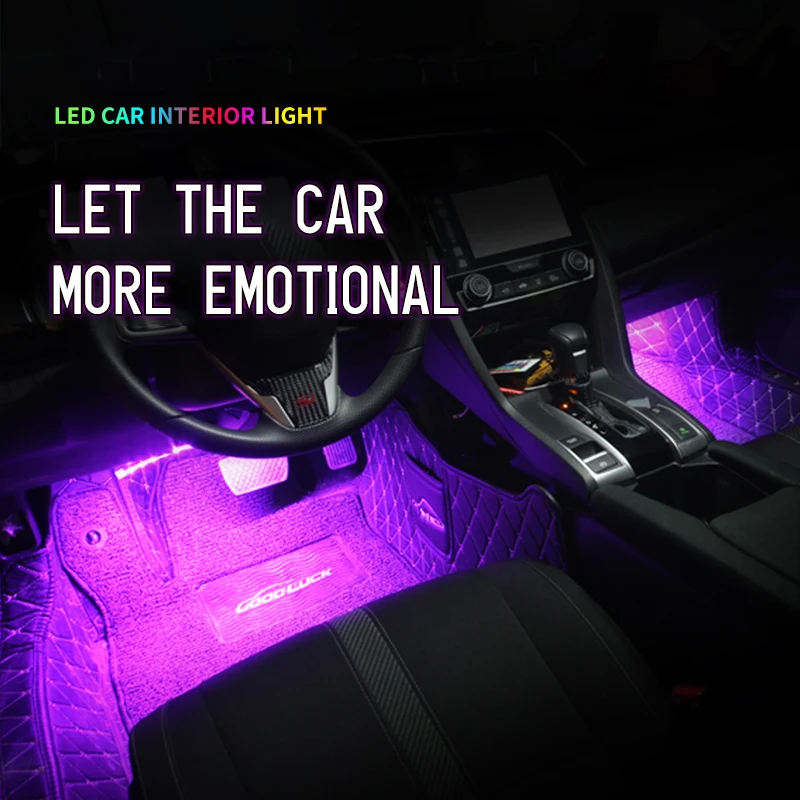 72 Led Car Foot Ambient Light With USB Cigarette Lighter Music Control App RGB Automotive Interior Decorative atmosphere Lights 72 Led Car Foot Ambient Light With USB Cigarette Lighter Music Control App RGB Automotive Interior Decorative atmosphere Lights