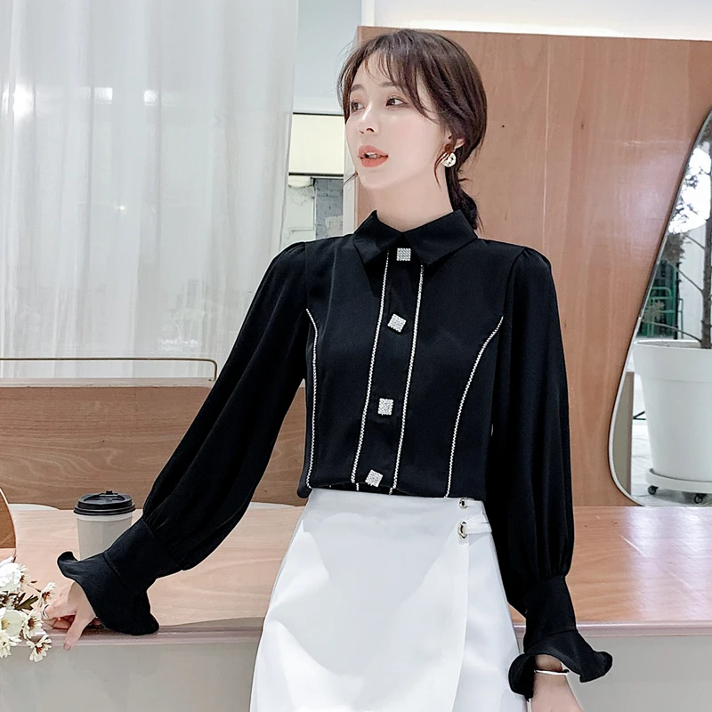 Korean Fashion Chiffon Women Blouses Woman Flare Sleeve Shirt Plus Size Womens Tops and Blouses Vintage Top Blusas Mujer De Moda - 4.00066E+12