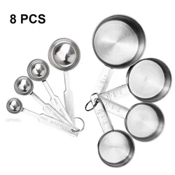 Deluxe Stackable Stainless Steel Measuring Cups and Spoons Set - Premium Kitchen Tool Collection (8 Pieces)