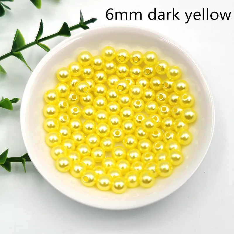 dark yellow 200 шт/партия с отверстием ABS имитация жемчуга бусины 6 мм круглые акриловые бусины для шитья ручной работы DIY ожерелье браслет ювелирных изделий - Цвет: dark yellow
