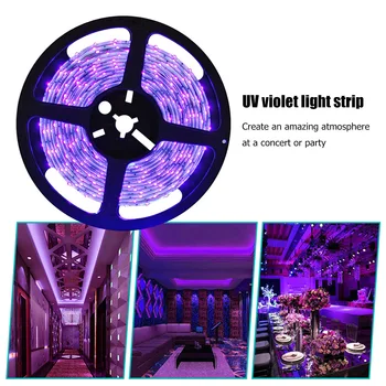 

5m 3528 UV LED String Light Waterproof Lightweight Ultraviolet Ribbon Tape Lamp Vintage Cover Bulb Guard Lamp Pendant