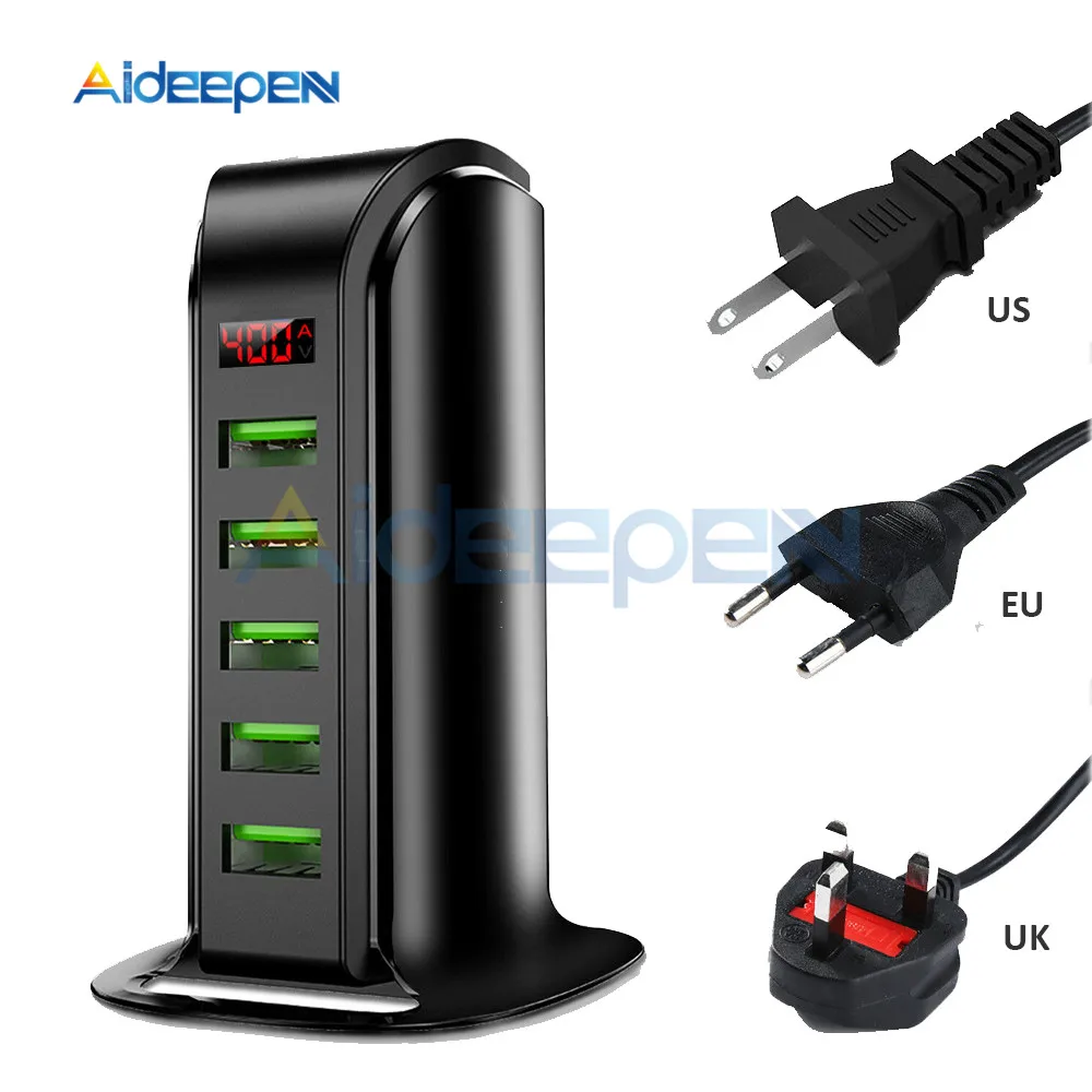 5 портов USB зарядное устройство концентратор светодиодный дисплей док-станция для зарядки с USB универсальный мобильный телефон Настольный настенный домашний зарядное устройство s EU UK US Plug