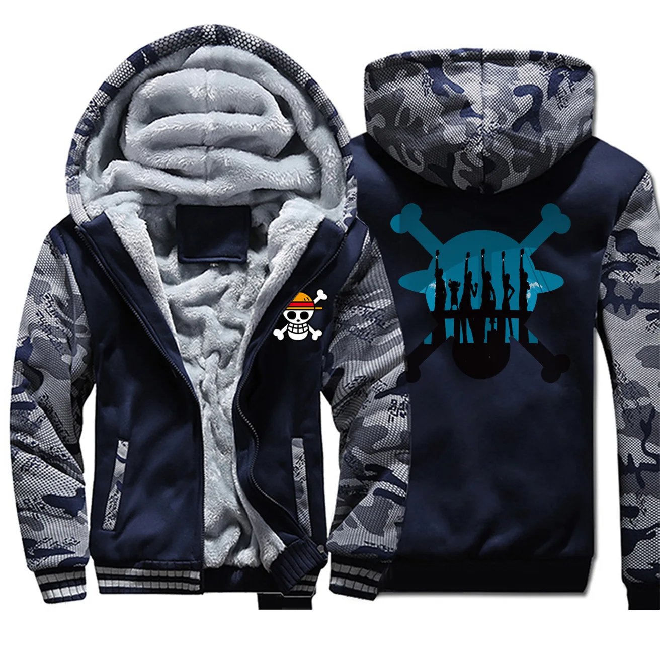2019 Winter Japanese Anime One Piece Camouflage Hoodies Men Warm Fleece Men's Sweatshirts Harakuku Fashion Camo Jackets For Fans 2019 Winter Japanese Anime One Piece Camouflage Hoodies Men Warm Fleece Men's Sweatshirts Harakuku Fashion Camo Jackets For Fans