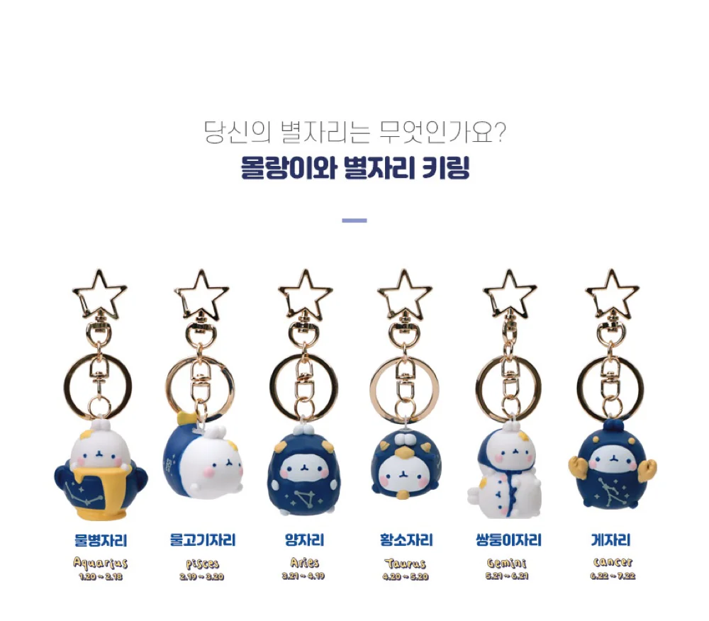 MOLANG Twelve Constellation Rabbit Keychain Blind Box Toys Korea Guess Bag Caja Ciega Blind Bag Toy for Girl Figures Cute Model