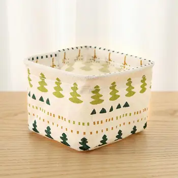 

Foldable Desktop Storage Basket Basket Cute Printing Cosmetics Container Sundries Storage Box Small Storage Basket Space-Saving