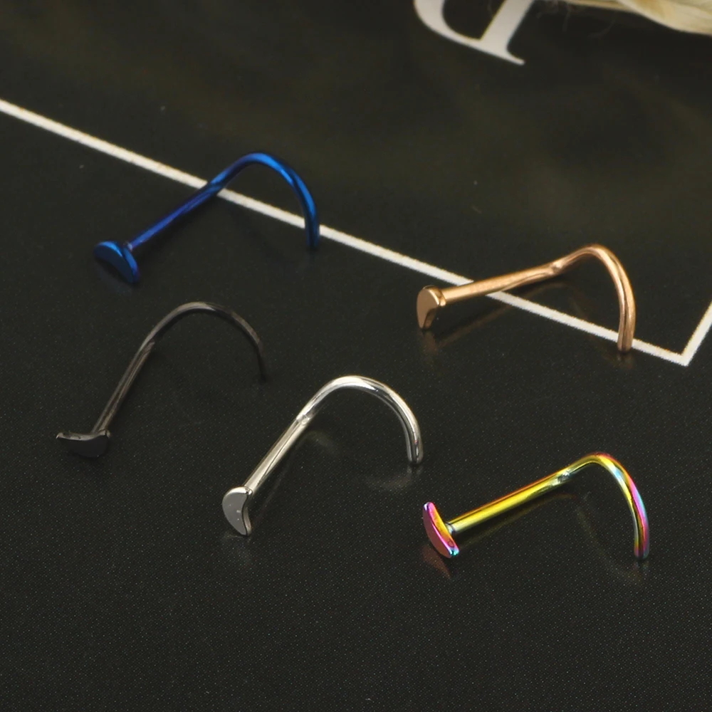 100/500 PCS 20G Moon Nose Rings for Women Nose Piercings Jewelry Nose Rings Hoops Nose Studs Screw Stainless Steel for Women Men