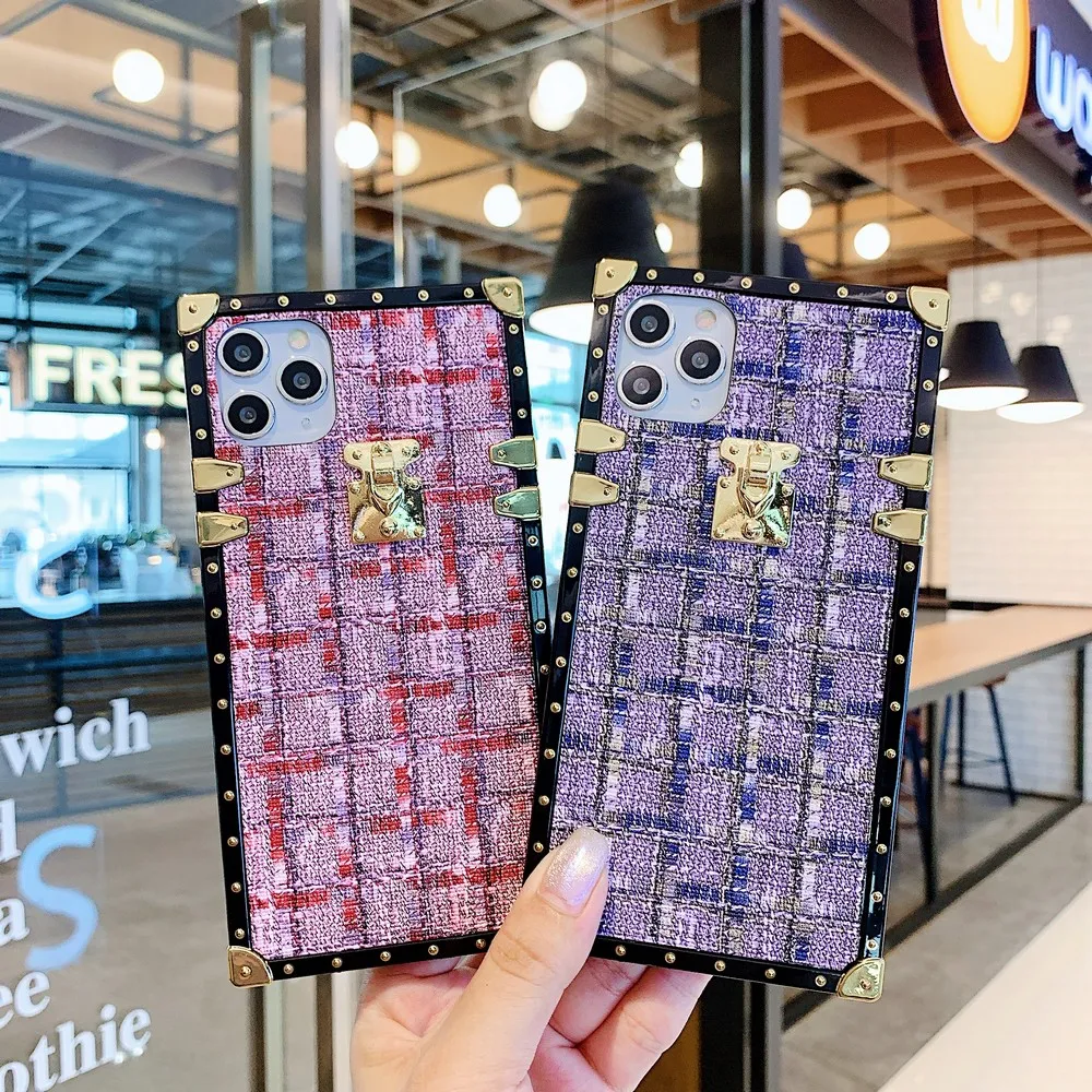 

Ladies style retro color lines phone case for iPhone XR X XS Max 11 Pro Max 6 6s 7 8 plus for women Square back cover cuque