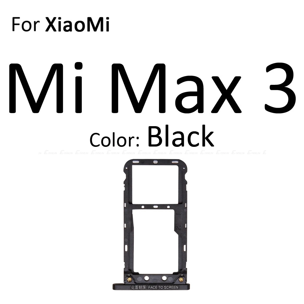 Высокое качество Micro SD/Sim карты лоток гнездо адаптер для Xiaomi Mi Max 3 2 Разъем Держатель Слот ридер контейнер запчасти - Цвет: For Mi Max 3 Black