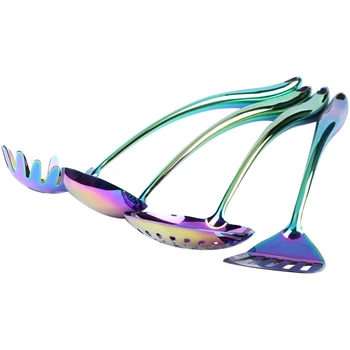 

Kitchen Tool Set of 4 Cooking Rainbow Cookware Restaurant Kitchenware Set Stainless Steel Shiny Kitchenware