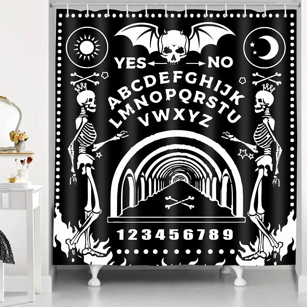 

Занавеска для душа Witchcraft, водонепроницаемая ткань, занавеска для ванны с черепом, Готическая бездна, туннель для ванны с крючком, декор для в...
