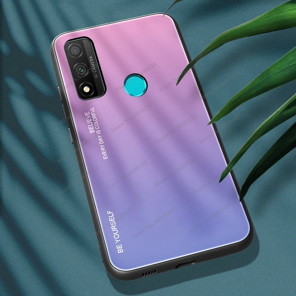Luxury Tempered Glass Case For Huawei P Smart 2021 P smart 2020 Colorful Back Cover For Huawei P Smart Plus 2019 18 Phone Cases waterproof cell phone case