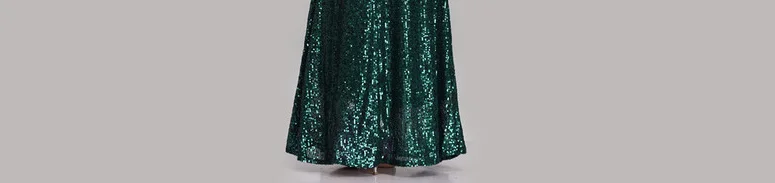 Вечернее платье с длинными рукавами цвета шампанского, золотого цвета, с v-образным вырезом, вечернее платье K059, длинное платье русалки, вечернее платье с блестками - Цвет: Зеленый