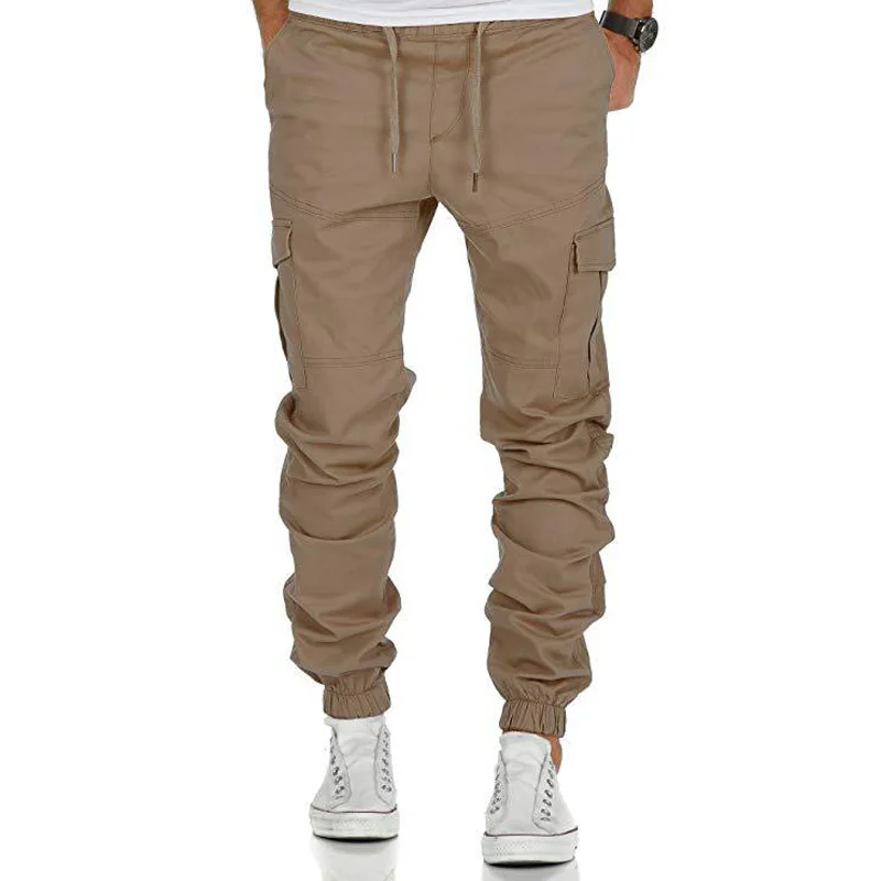 PYC CK05 Khaki Новинка, Мужские штаны карго с карманами Беговые брюки в повседневном стиле, однотонные мужские брюки, городские тактические военные штаны - Цвет: PYC CK05 Khaki