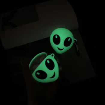 

Cartoon Noctilucent Alien Earphone Silicone Soft Case for AirPods 1 2 Bluetooth Headset Charging Box Protective Cover With Hook