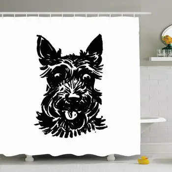

Shower Curtain Set with Hooks 72x72 50S Highlanders Graphics Scottie Pets Dog Breeding Canines Retro Vintage Scalable Classic