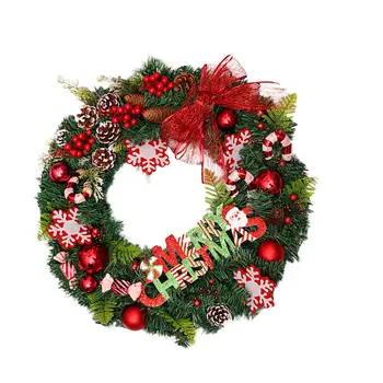 

1PC Xmas Garland Pine Needle Wreath Christmas Wall Hanging Decoration Wreath Decor for Xmas Wall Festival